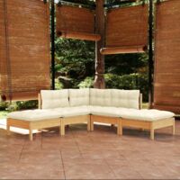 Furniture Limited - Salon de jardin 5 pcs avec coussins crème boi