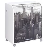 Bureau informatique blanc à rideau imprimé New York Must 80cm