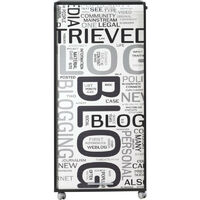 Meuble informatique à rideau noir imprimé blog Orga 140 cm