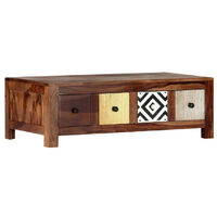 Table basse rectangulaire 4 tiroirs sesham massif foncé Balima