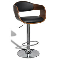 Chaise de bar simili cuir noir et bois marron Army