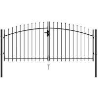 Portillon double porte avec dessus Ă pointe Acier 3x1,25 m Noir