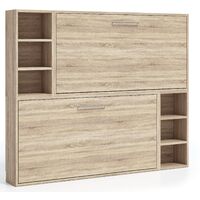 Les Tendances – Lit escamotable superposé 90x190 cm – Chêne 3D – 2 couchages avec rangements – Système de sécurité anti-basculement