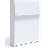 Lit escamotable vertical 140x190 avec étagère Habitat-Coffrage Chêne 3D-Façade Glacial 3D
