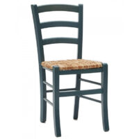 Chaise en bois de hĂŞtre et paille Naturalia - Lot de 2-Bleu canard