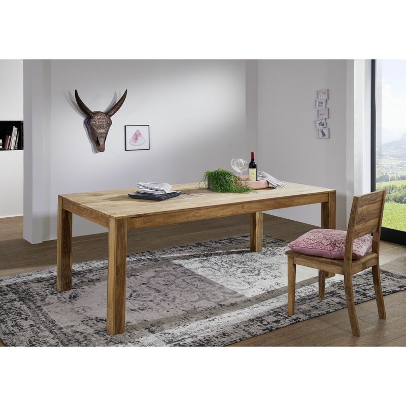 FREEFORM 4 Tavolo da pranzo in legno di acacia - laccato natur / gambe in  ferro - antracite mat 140x90x76