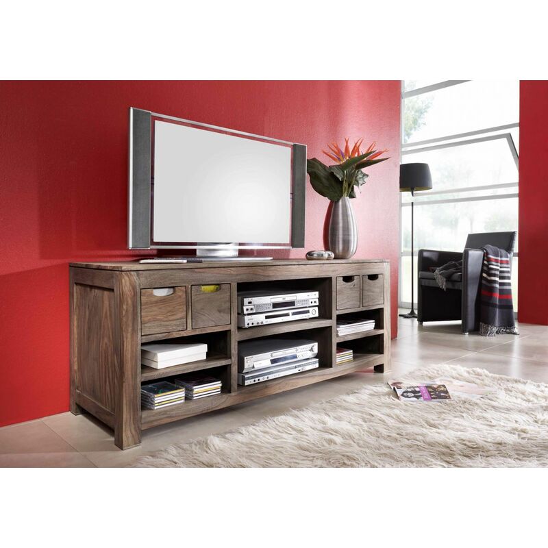 mobile TV in legno di Sheesham / palissandro 148x50x62 grigio scuro oliato  NATURE GREY 40