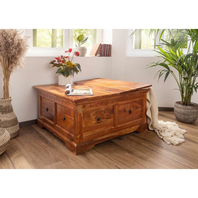 tavolino da salotto in legno di Acacia 90x90x45 nougat laccato OXFORD 0416