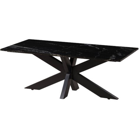 Tavolino da salotto in marmo nero - gambe incrociate in ferro nero 120x60 BARCELONA 414