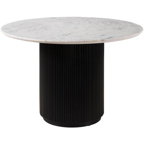 Tavolo da pranzo in legno di Mango 120x120x76 Laccato nero - marmo bianco BARCELONA 128