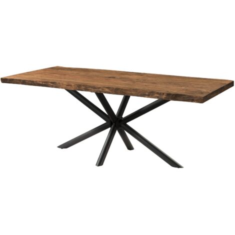 Tavolo da pranzo in legno di sheesham 260x100x76 verniciato naturale / gambe incrociate antracite matt FREEFORM 5