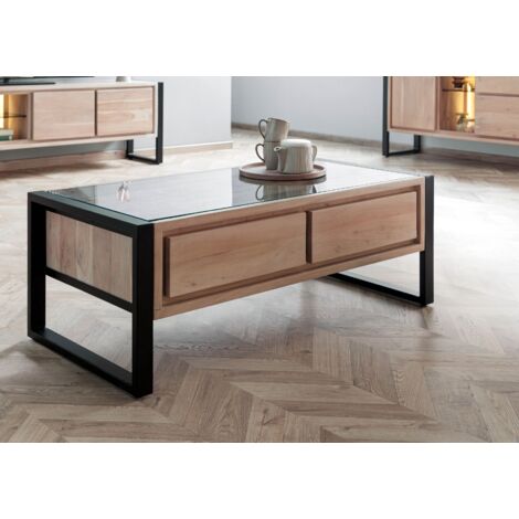 Tavolino da salotto in legno di acacia legno riciclato 120x60x45