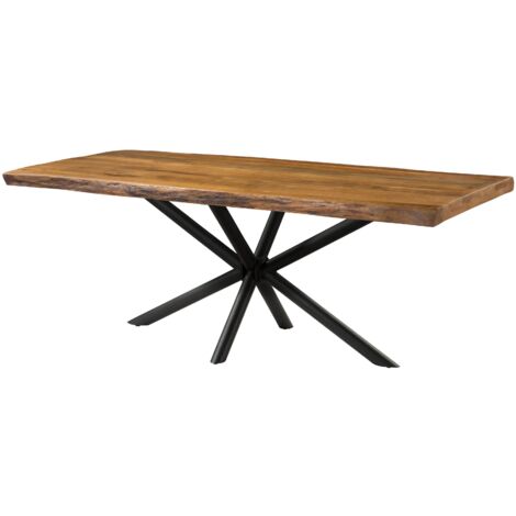 Tavolo da pranzo in legno di mango 200x100x76 laccato naturale / gambe incrociate antracite matt FREEFORM 5