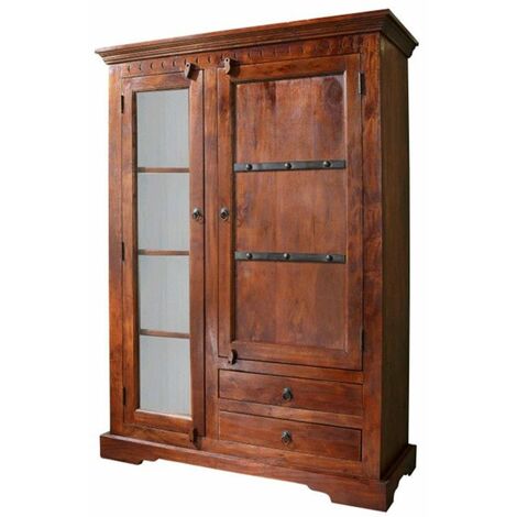 vetrina in legno di Acacia 110x45x155 nougat laccato OXFORD 425