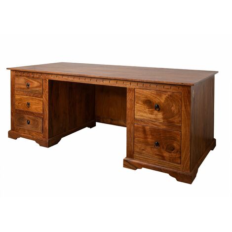 scrivania in legno di Acacia 180x80x74 miele dorato laccato OXFORD 0529