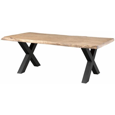 FREEFORM 5 tavolo da pranzo in legno di mango - verniciato beige / gambe in ferro X antracite matt 200x100