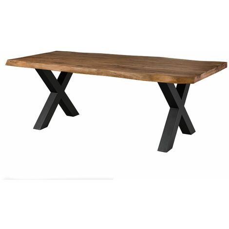 FREEFORM 5 Tavolo da pranzo in legno di sheesham - verniciato natur / gambe in ferro X antracite matt 220x100