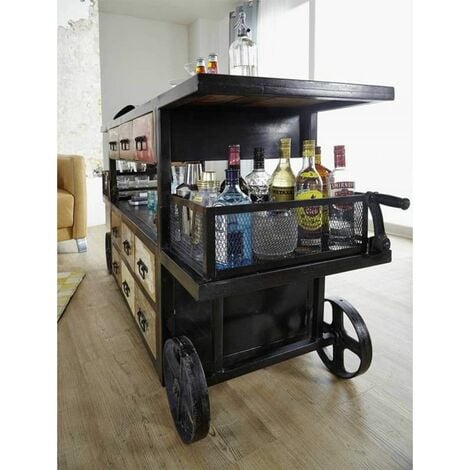 Mobile bar GORDON - Legno di hevea & MDF - Colore: wengé