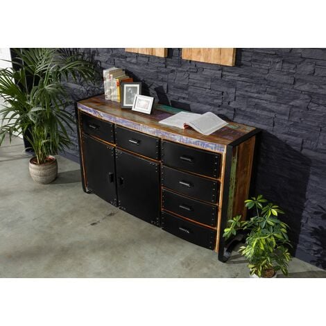 credenza in legno di Legno riciclato 148x43x90 multicolore laccato  INDUSTRIAL 104