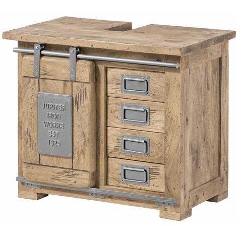 RAILWAY 382 Mobile lavabo in legno di mango - laccato / sbiancato 70x40x60