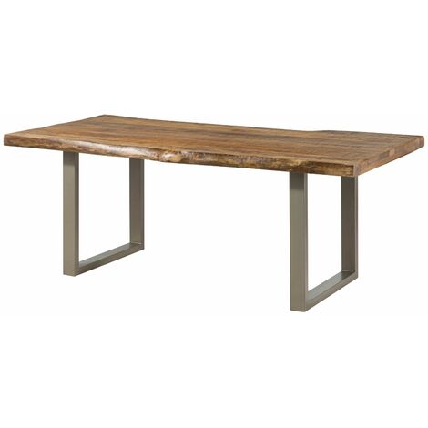 FREEFORM 5 tavolo da pranzo in legno di mango - verniciato natur / gambe in ferro U argento matt 200x100