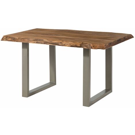 FREEFORM 5 tavolo da pranzo in legno di sheesham - verniciato natur / gambe in ferro U argento matt 160x90