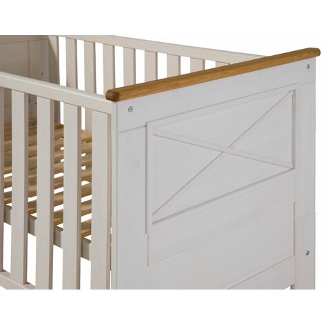 Letto per bambini in legno massello bianco cerato