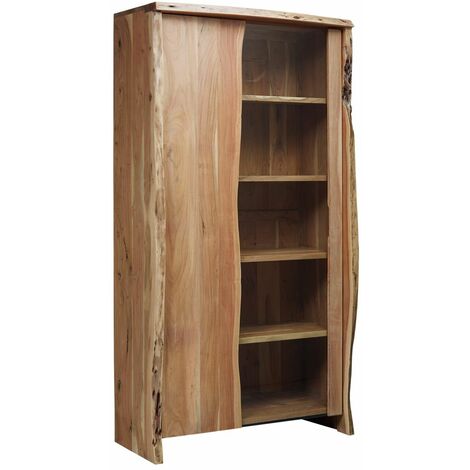 vetrina in Legno di Acacia 95x45x147 Nougat Laccato Oxford #417