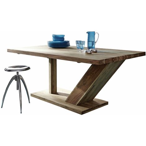 Tavolo Da Pranzo In Legno Sheesham Nature Brown - 140x90x76 Cm - Design Massello E Naturale - Foto 2