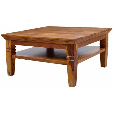 tavolino da salotto in legno di Acacia 85x85x45 miele dorato laccato OXFORD 0316