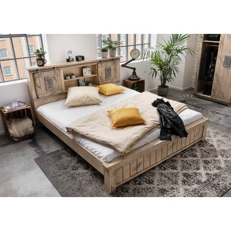 Letto Matrimoniale hi Box Olmo Naturale Con Rete E Contenitore, 160x190  Cm in vendita online