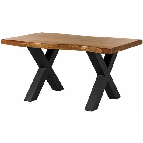 Tavolo da pranzo in legno acacia - laccato natur / ferro X - antracite mat 160x100x77 FREEFORM 5