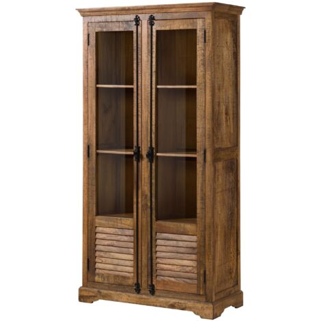 RODEZ 152 Vetrina in legno di mango - oliato / marrone scuro 100x45x190