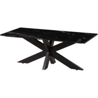 Tavolino da salotto in marmo nero - gambe incrociate in ferro nero 120x60 BARCELONA 414