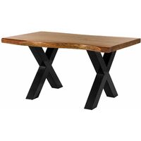 Tavolo da pranzo in legno acacia - laccato natur / ferro X - antracite lucido 140x90x77 FREEFORM 5