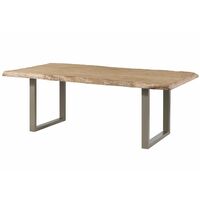 FREEFORM 5 tavolo da pranzo in legno di mango - verniciato beige / gambe in ferro U argento matt 220x100