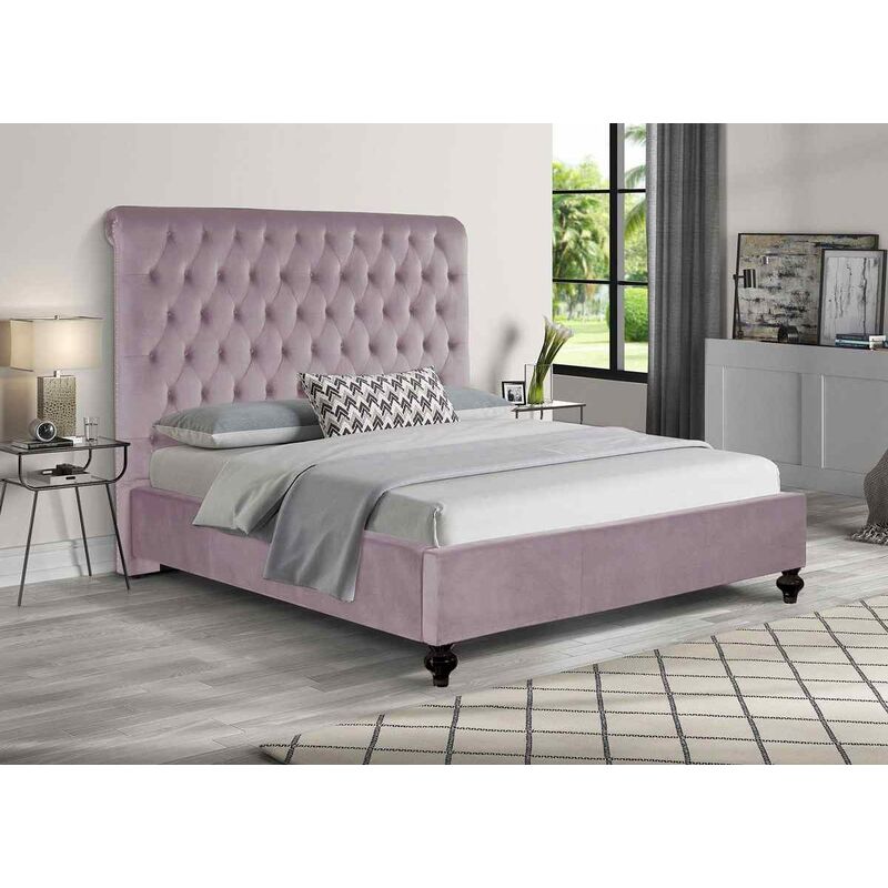 Prado Single 3ft Luxury Fabric Bed Frame in Gray,Blue,Pink,Purple Purple 
