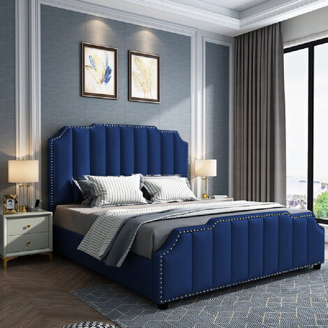 Arnold Upholstered Beds Plush Velvet, Blue Bed Frame Ideas