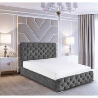 Havana Upholstered Beds - - Crush Velvet, Single Size Frame, Grey - Grey