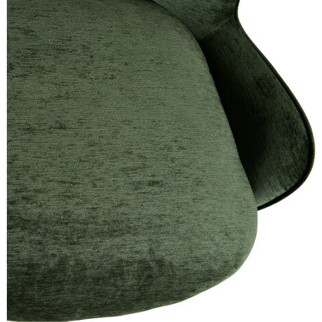 Alvin Fauteuil Lounge Tissu Chenill Sauge Et Pieds Noir Mat