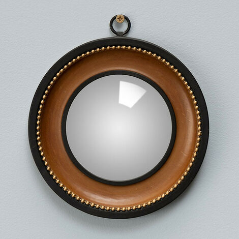Miroir convexe gousset bord marron 19cm (1/3)