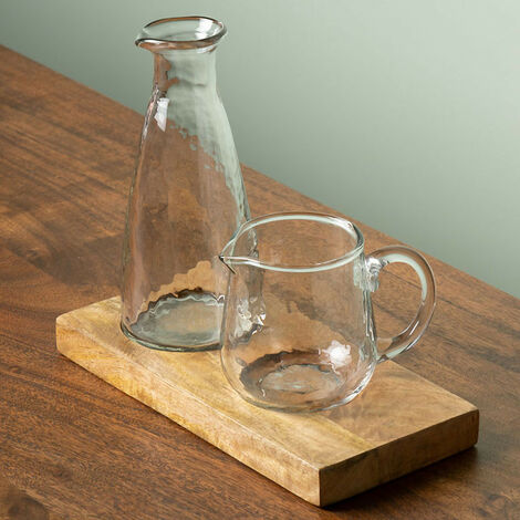 Set huile vinaigre sur plateau bois manguier 19x11x22cm (1/3)