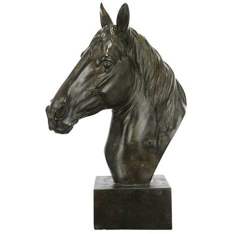 Tête de cheval noire polyrésine 33x15x40cm