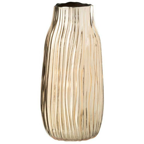 Vase rainures verre or medium 12x12x26cm (1/3)