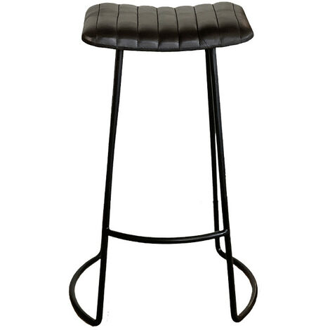 Tabouret en cuir avec pieds en fer 50x43x76cm (1/3)