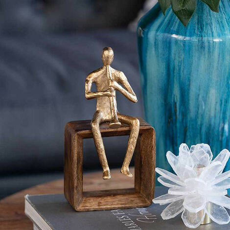 Figurine musicien métal bois 13x9x25cm (1/2)