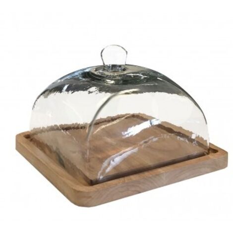 Cloche à Fromage Nordwik – Dôme En Verre Et Plateau En Bois – Diamètre 20cm