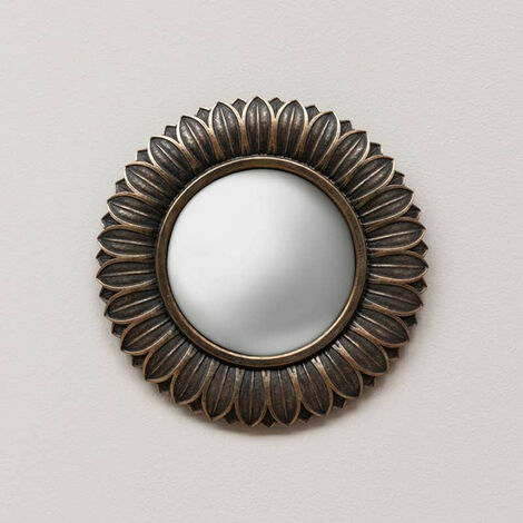 Petit Miroir Convexe Doré Sanctus - Diamètre 18 Cm - Cadre Doré - Neuf (marque Chehoma)