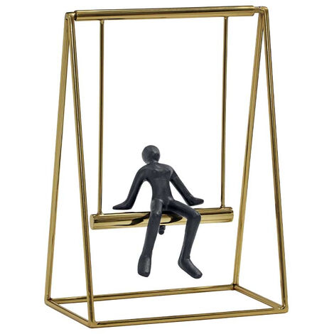 Statuette aluminium homme sur balançoire 26x15x37cm (1/2)