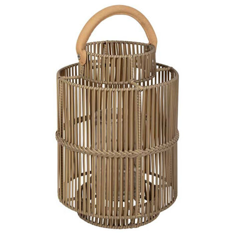 Lanterne d'extérieur Pasil naturel osier cuir 31x45cm (1/3)